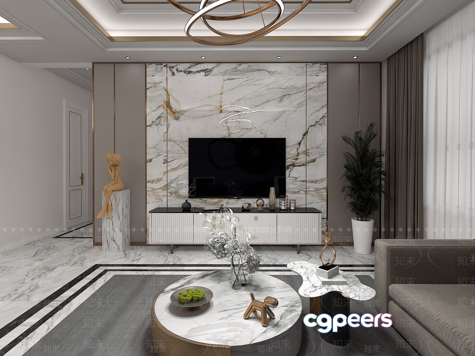 Modern Living Room 3D Model - 3020 - VRAY Render Modern Living Room 3D Model - 3020 - VRAY Render