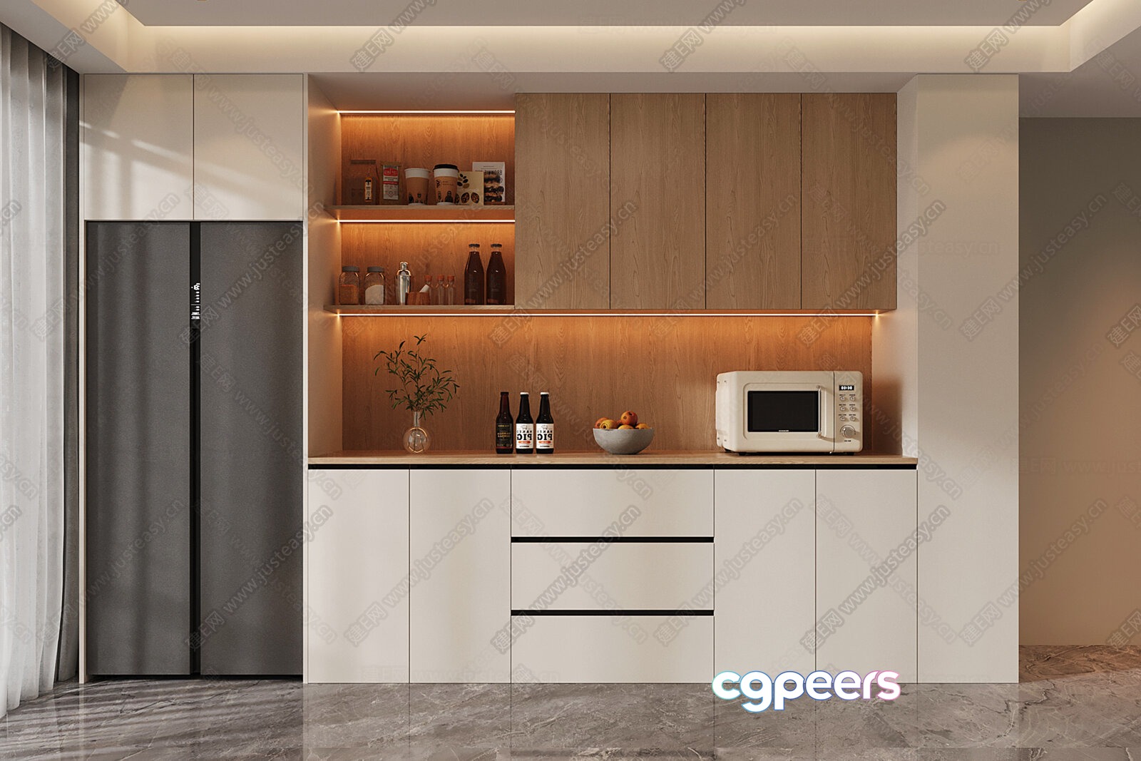 Modern Kitchen Counter 3D Model - 23128 - VRAY Render