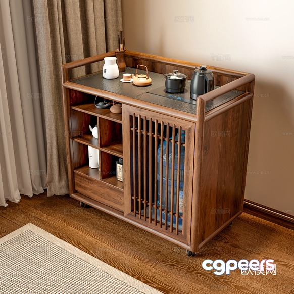 A Wooden Cabinet With A Glass Top 3D Model - 1834 - VRAY Render A Wooden Cabinet With A Glass Top 3D Model - 1834 - VRAY Render