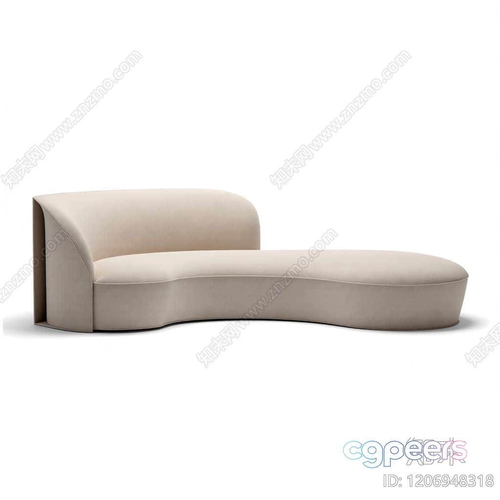 Modern Beige Chaise Lounge 3D Model - 4403 - VRAY Render Modern Beige Chaise Lounge 3D Model - 4403 - VRAY Render