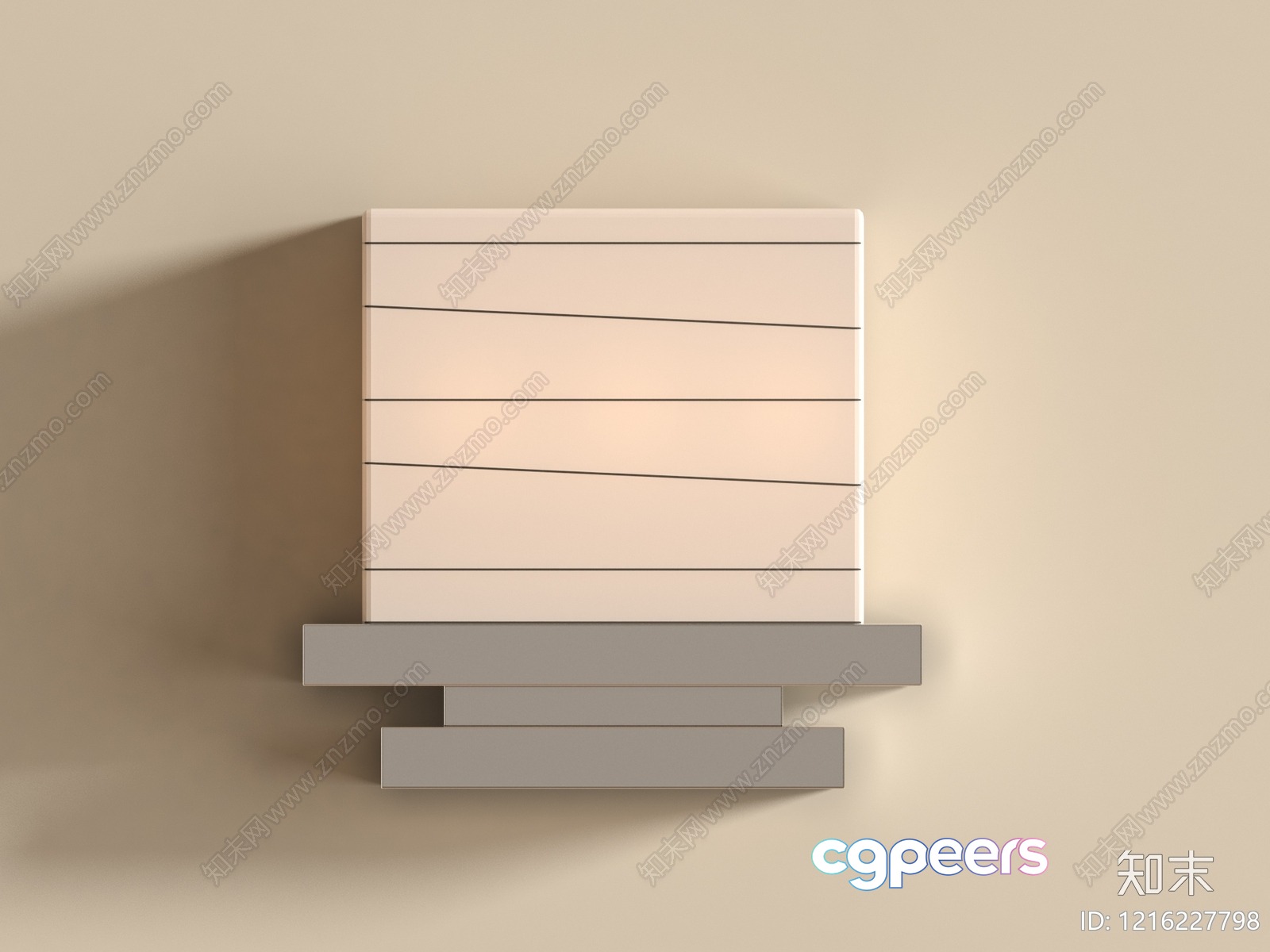 Modern Beige Wall Shelf 3D Model - 15025 - VRAY Render