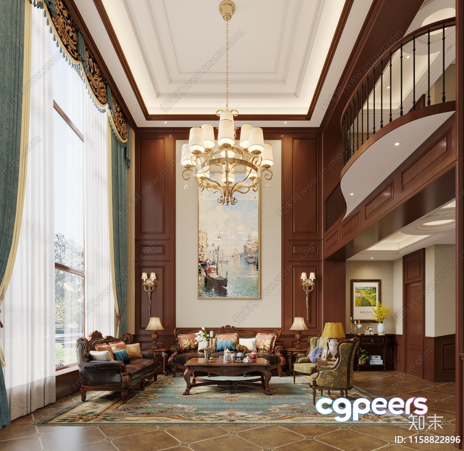 A Luxurious Living Room 3D Model - 14070 - VRAY Render