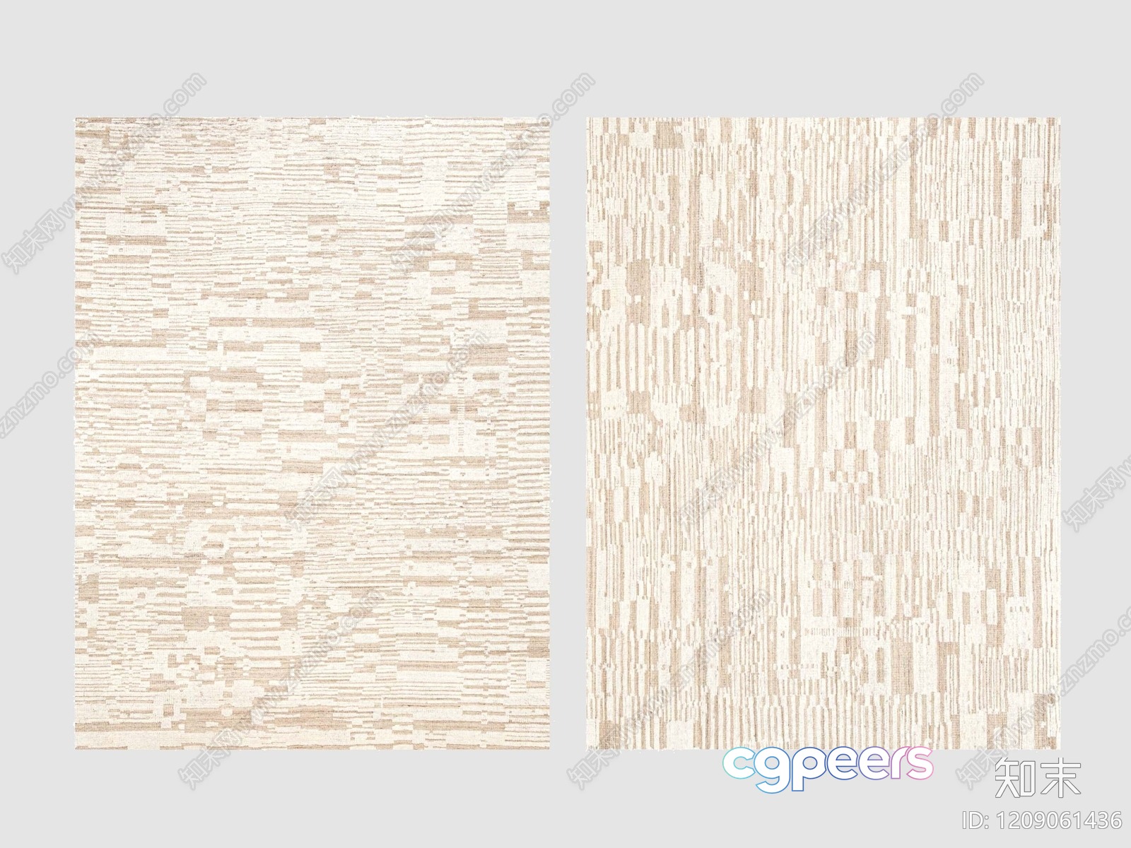 A Beige And White Rug With A Pattern Of Lines 3D Model - 9525 - VRAY Render