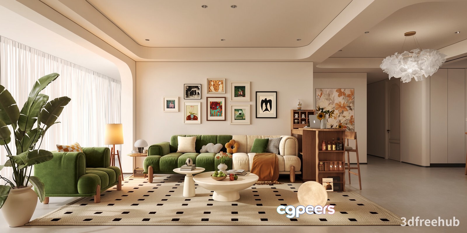 Modern Living Room 3D Model - 20473 - VRAY Render