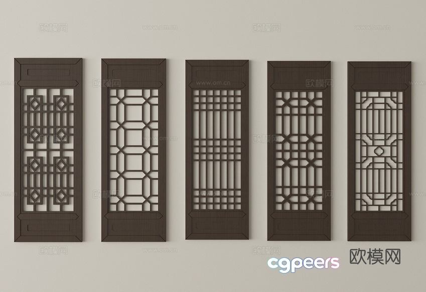 A Collection Of Decorative Window Screens 3D Model - 7737 - VRAY Render
