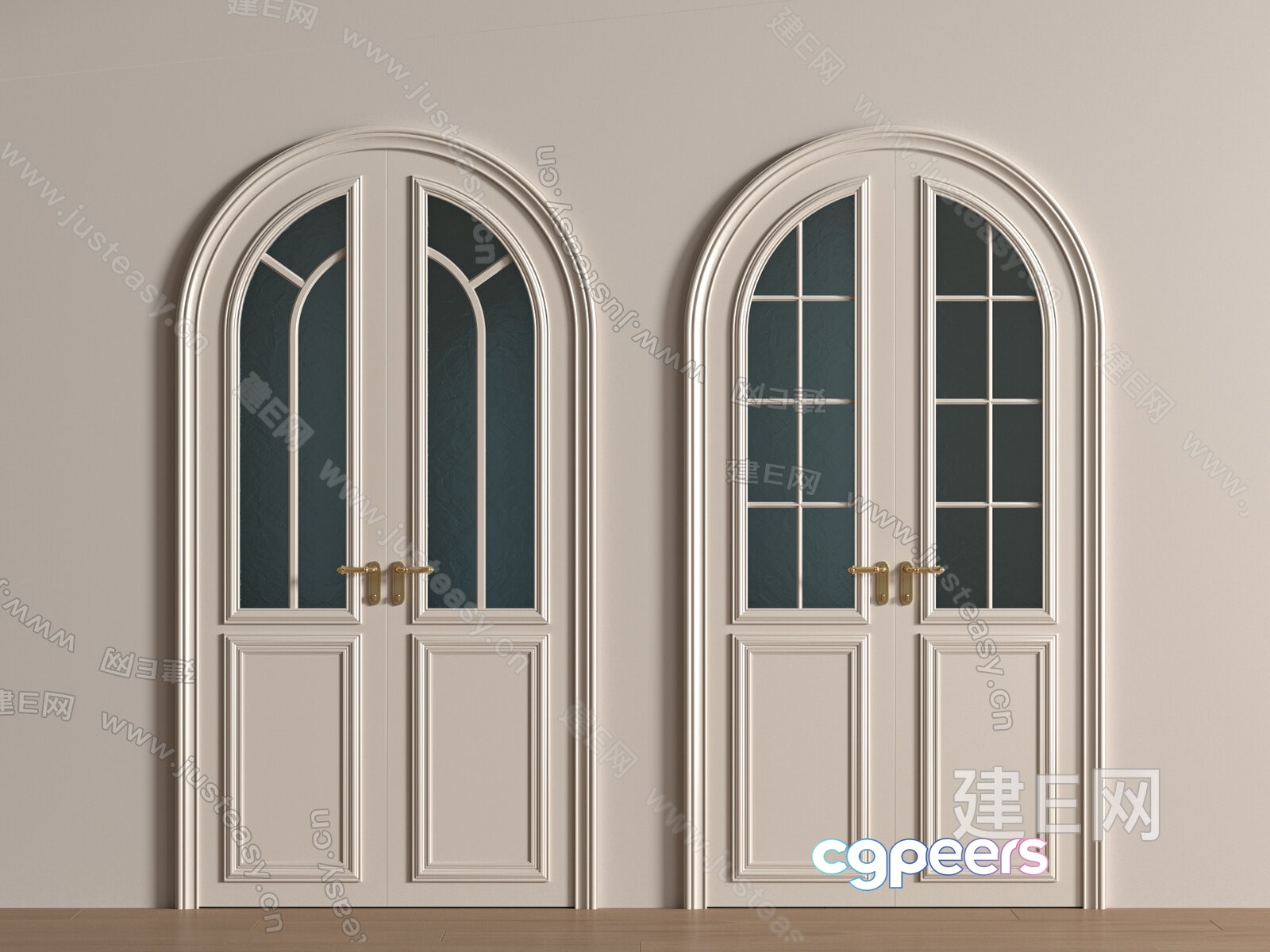 White Arched Doors 3D Model - 1509 - VRAY Render White Arched Doors 3D Model - 1509 - VRAY Render