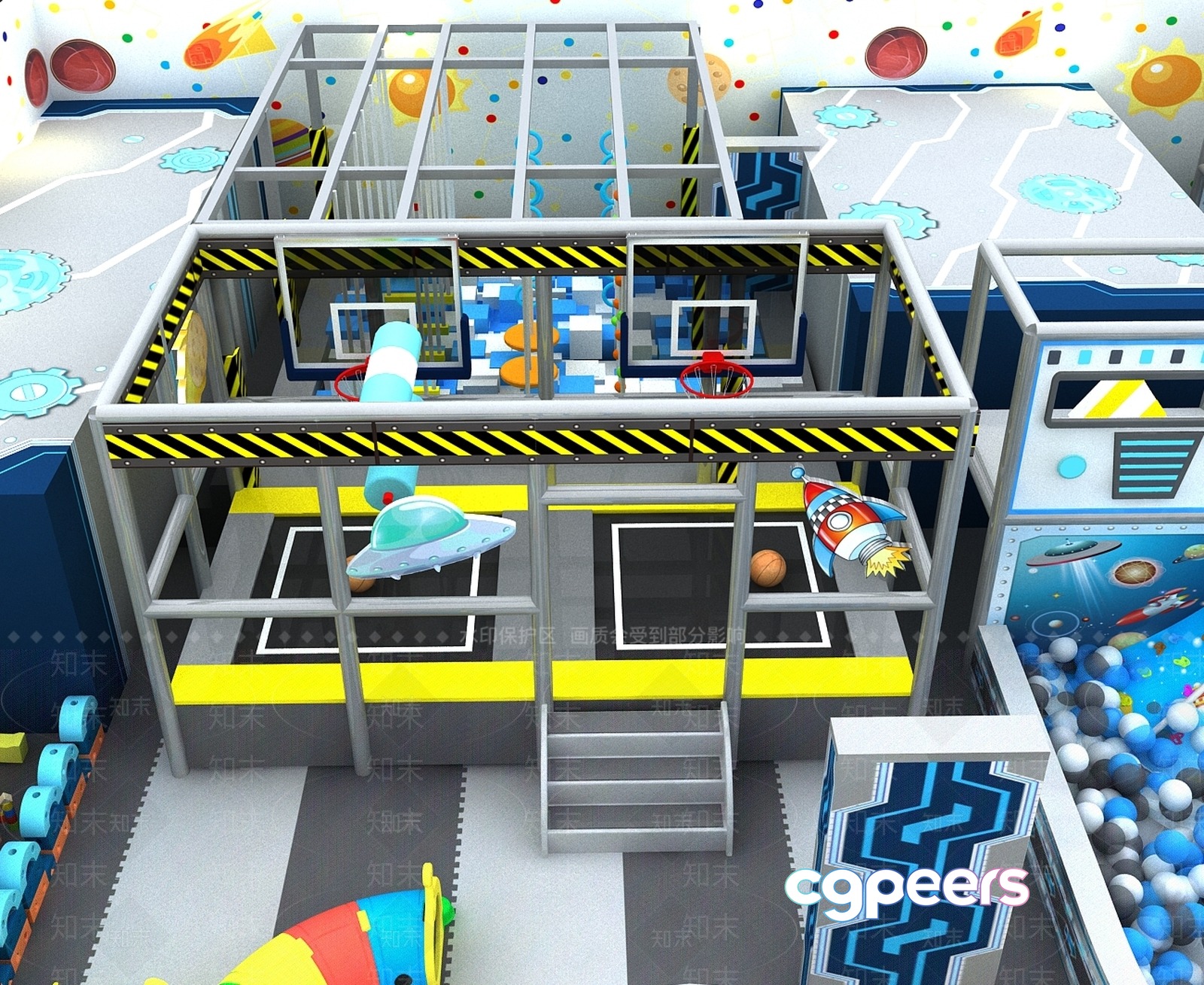 A Play Area With A Space Theme 3D Model - 904 - VRAY Render
