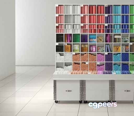 White Storage Unit With Wheels 3D Model - 20385 - VRAY Render