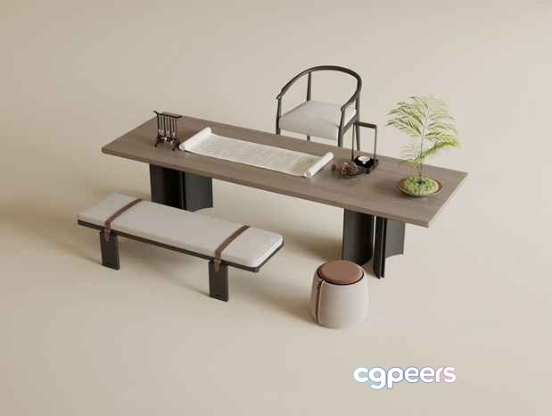 Minimalist Office Setup 3D Model - 10781 - VRAY Render