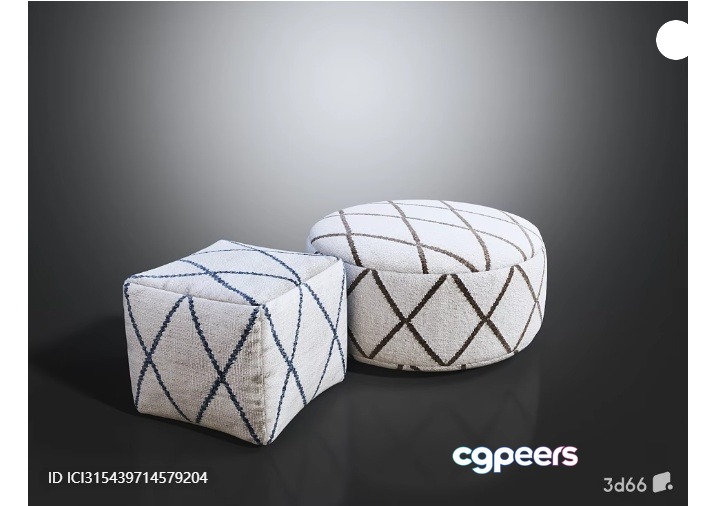 Two Poufs 3D Model - 547 - VRAY Render