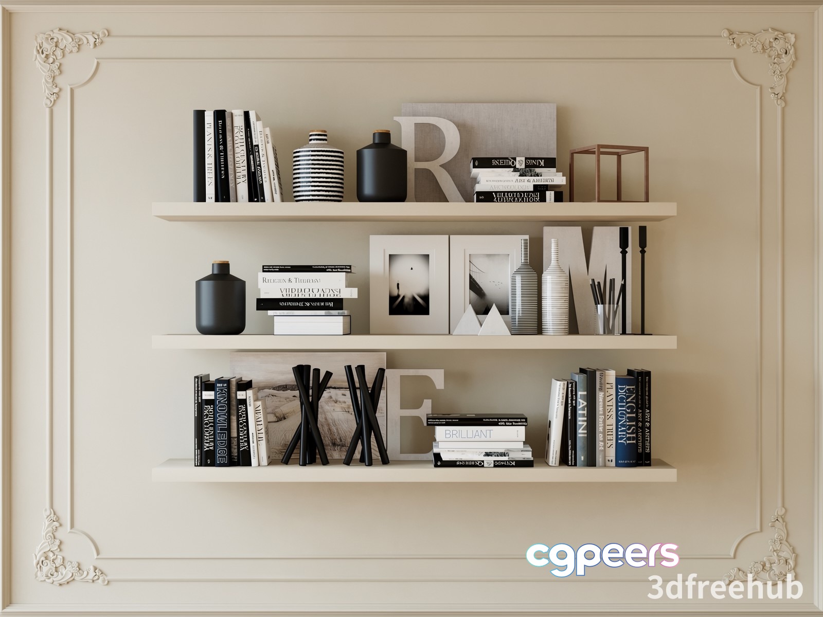 Modern Bookshelf 3D Model - 21517 - VRAY Render