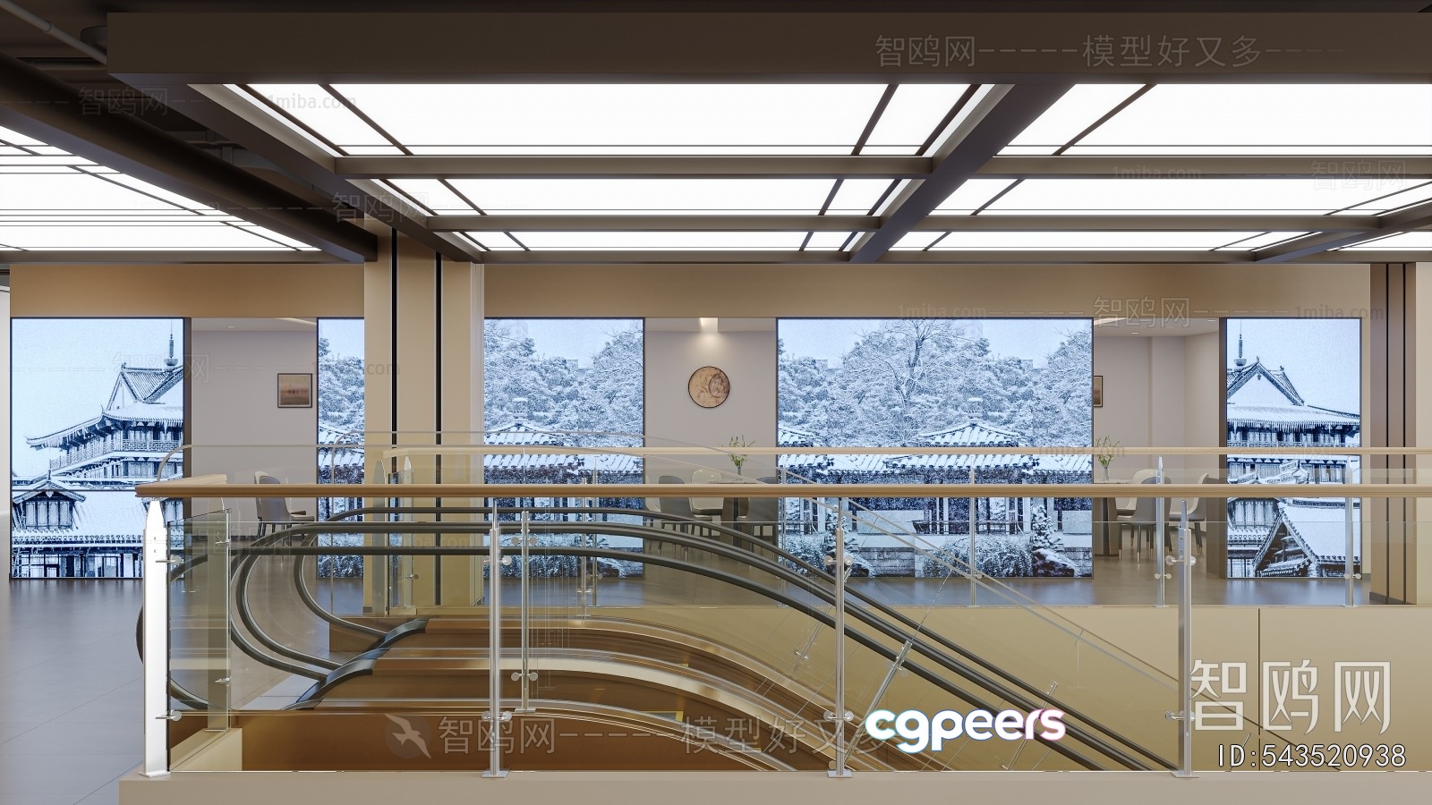 Modern Office Space 3D Model - 15425 - VRAY Render