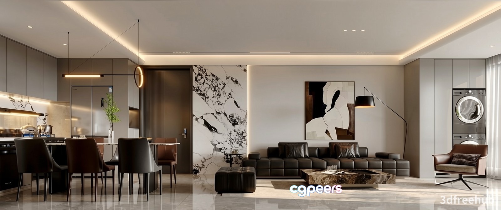 Modern Living Room 3D Model - 19304 - VRAY Render