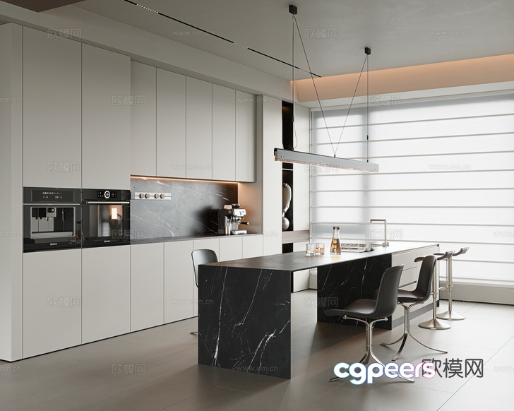 Modern Minimalist Kitchen 3D Model - 18355 - VRAY Render Modern Minimalist Kitchen 3D Model - 18355 - VRAY Render
