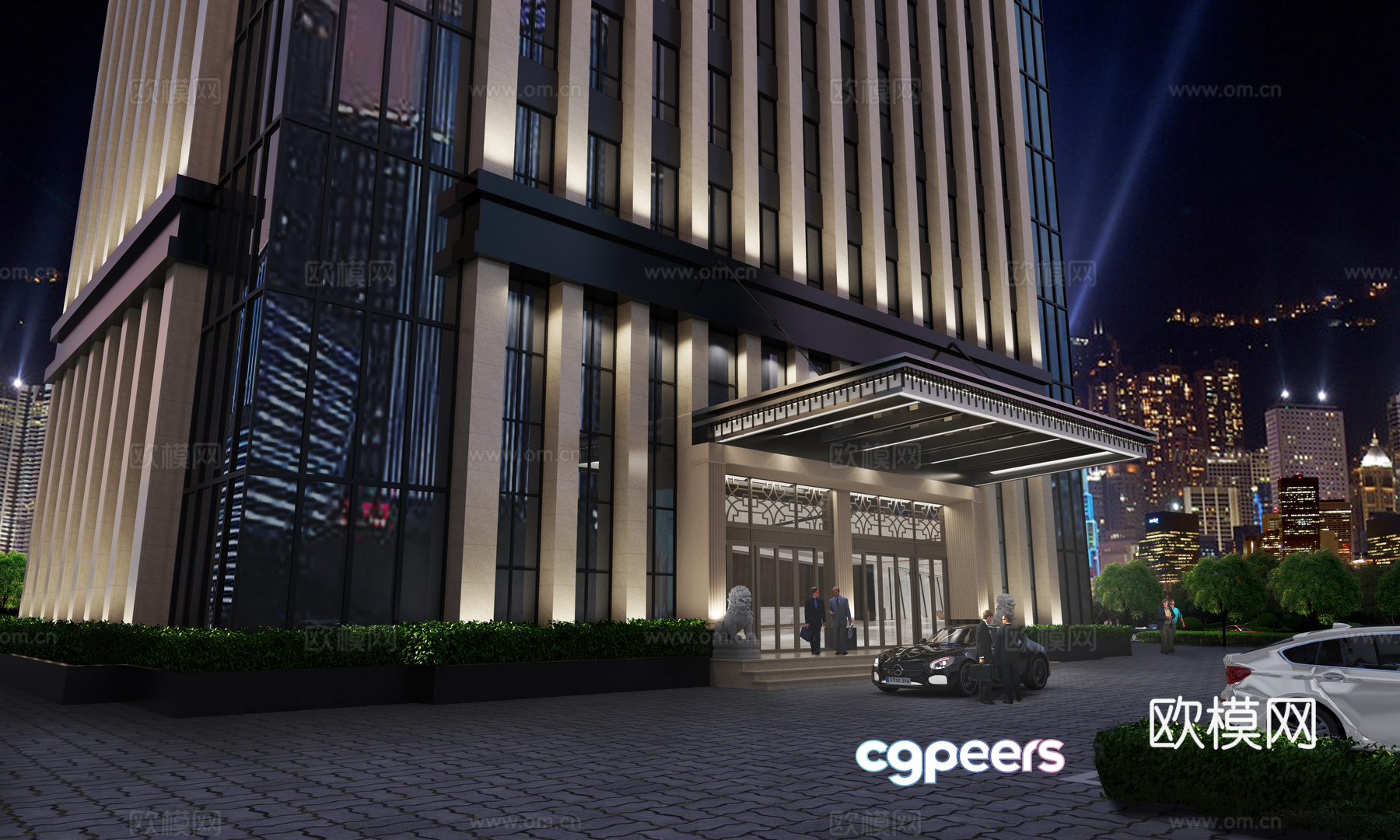 A Building With A Modern Design 3D Model - 2210 - VRAY Render