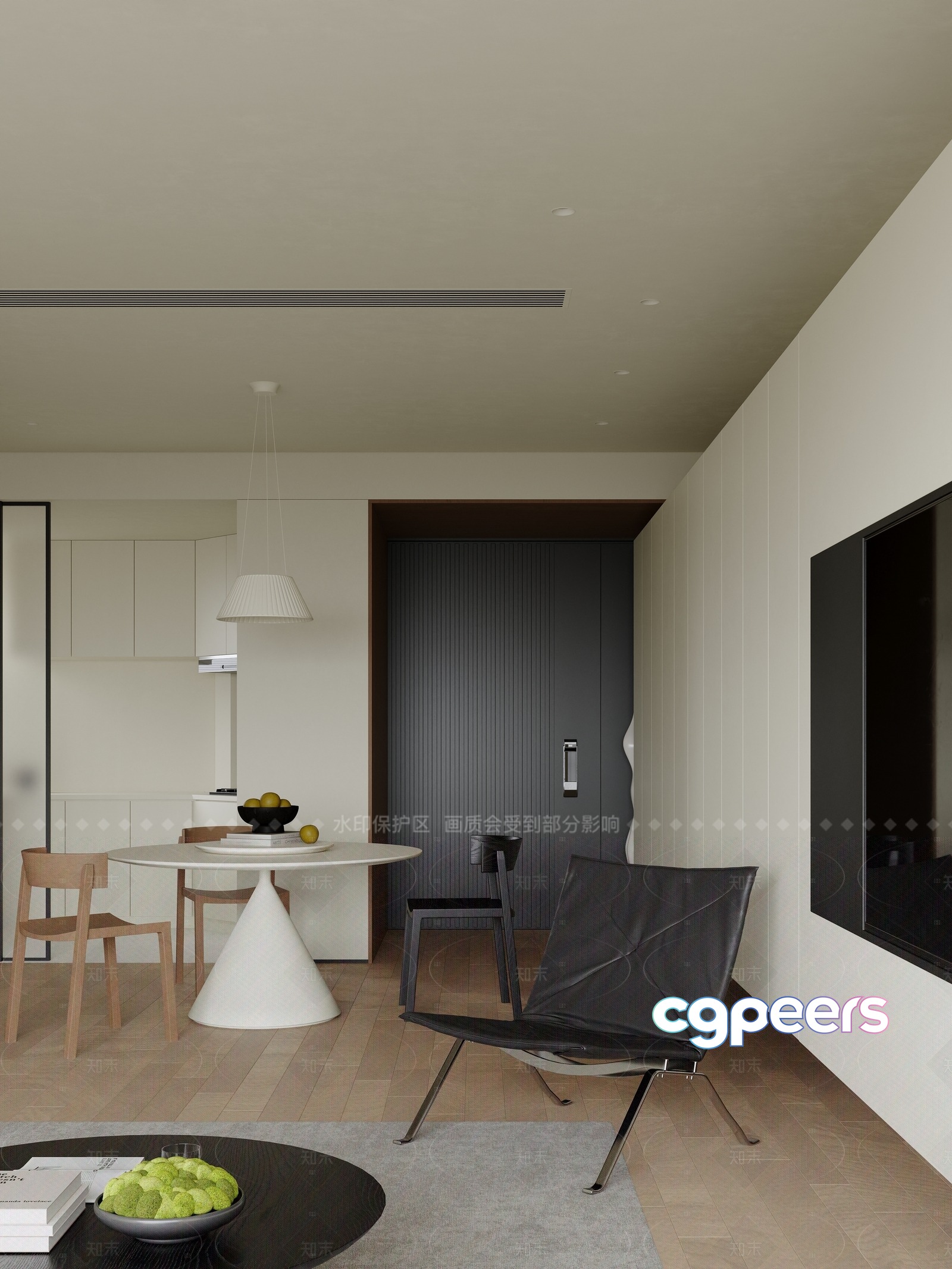Modern Minimalist Living Room 3D Model - 8422 - VRAY Render