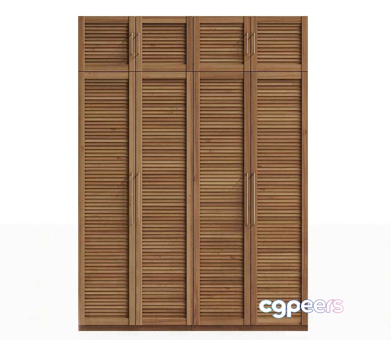 A Wooden Closet With Slatted Doors 3D Model - 10408 - VRAY Render
