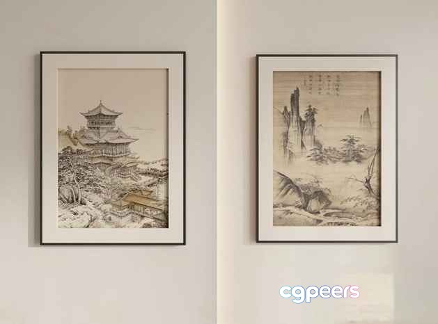 Two Framed Paintings 3D Model - 13169 - CORONA Render Two Framed Paintings 3D Model - 13169 - CORONA Render