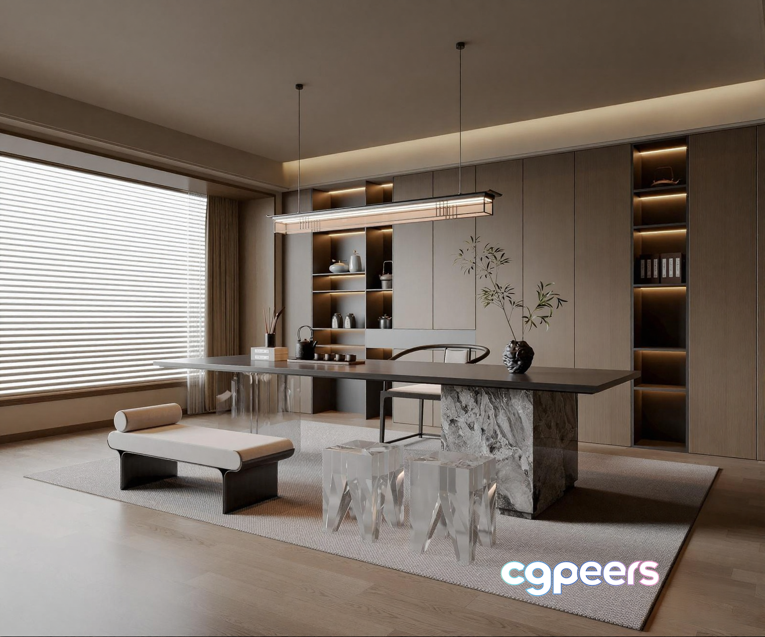 Modern Office Space 3D Model - 2399 - VRAY Render