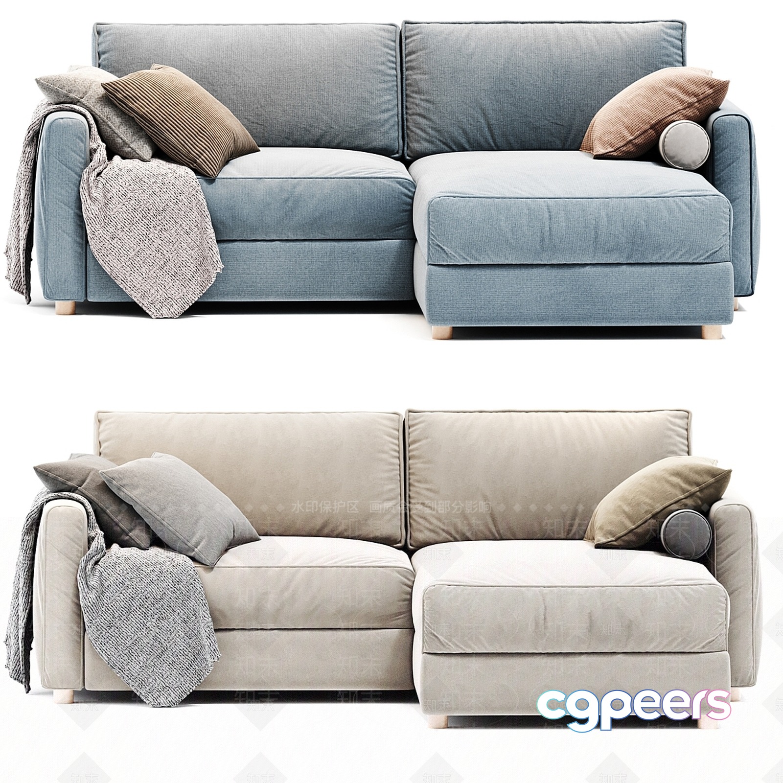 Modern Light-Colored Sofas 3D Model - 1781 - VRAY Render