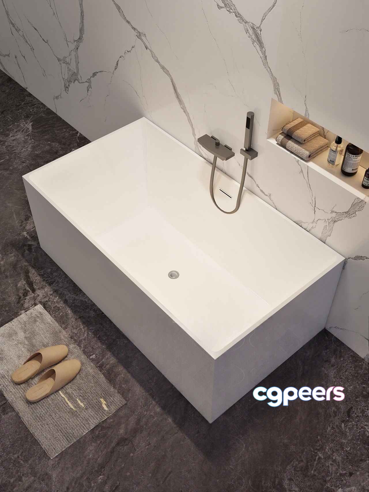 Modern White Bathtub 3D Model - 9204 - VRAY Render Modern White Bathtub 3D Model - 9204 - VRAY Render
