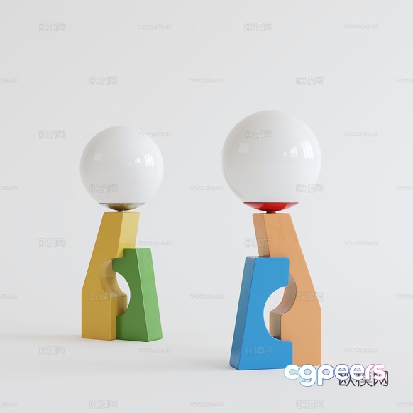 Two Colorful Lamps 3D Model - 19013 - CORONA Render Two Colorful Lamps 3D Model - 19013 - CORONA Render
