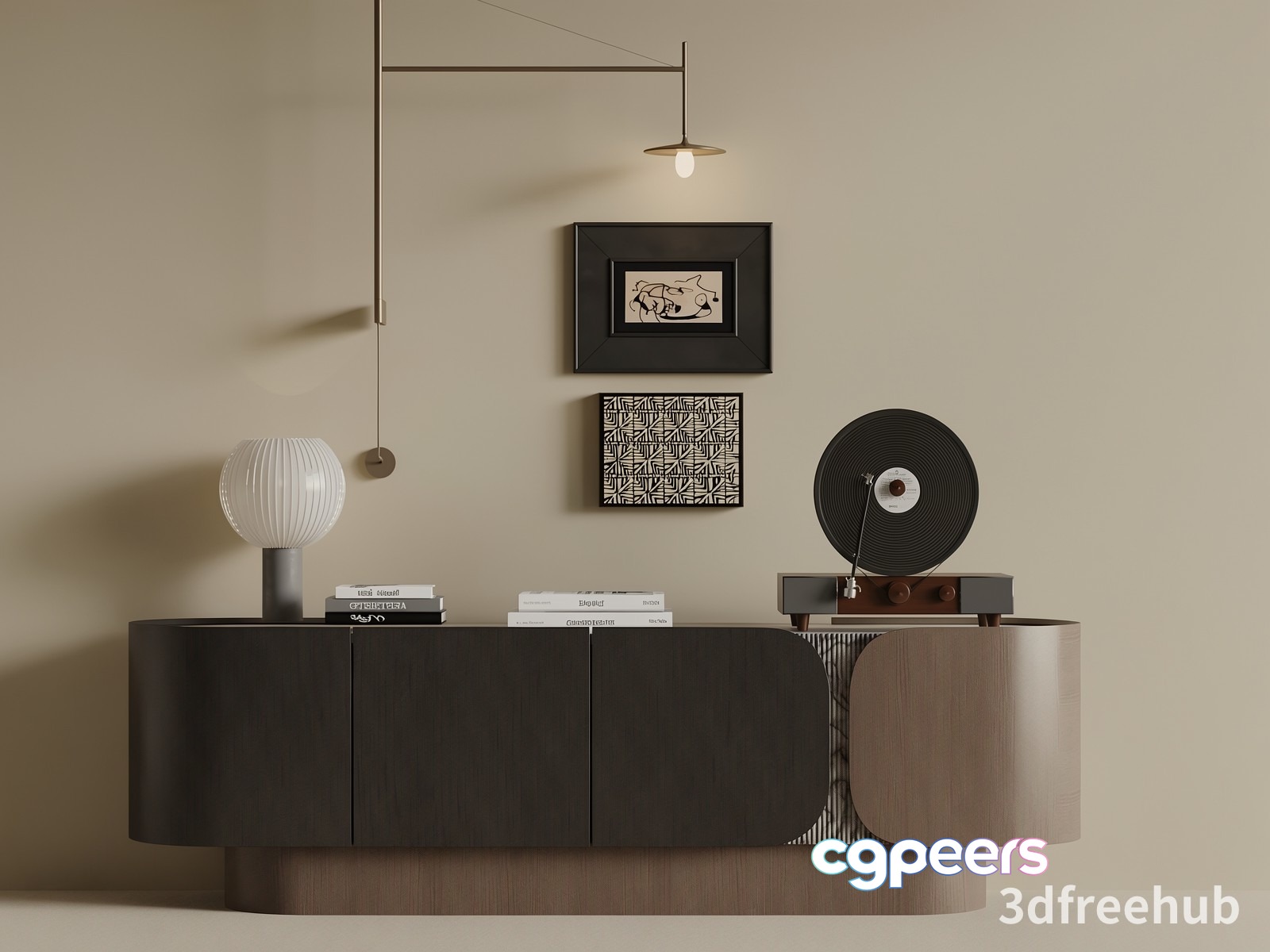 Modern Mid-Century Sideboard 3D Model - 22221 - VRAY Render Modern Mid-Century Sideboard 3D Model - 22221 - VRAY Render