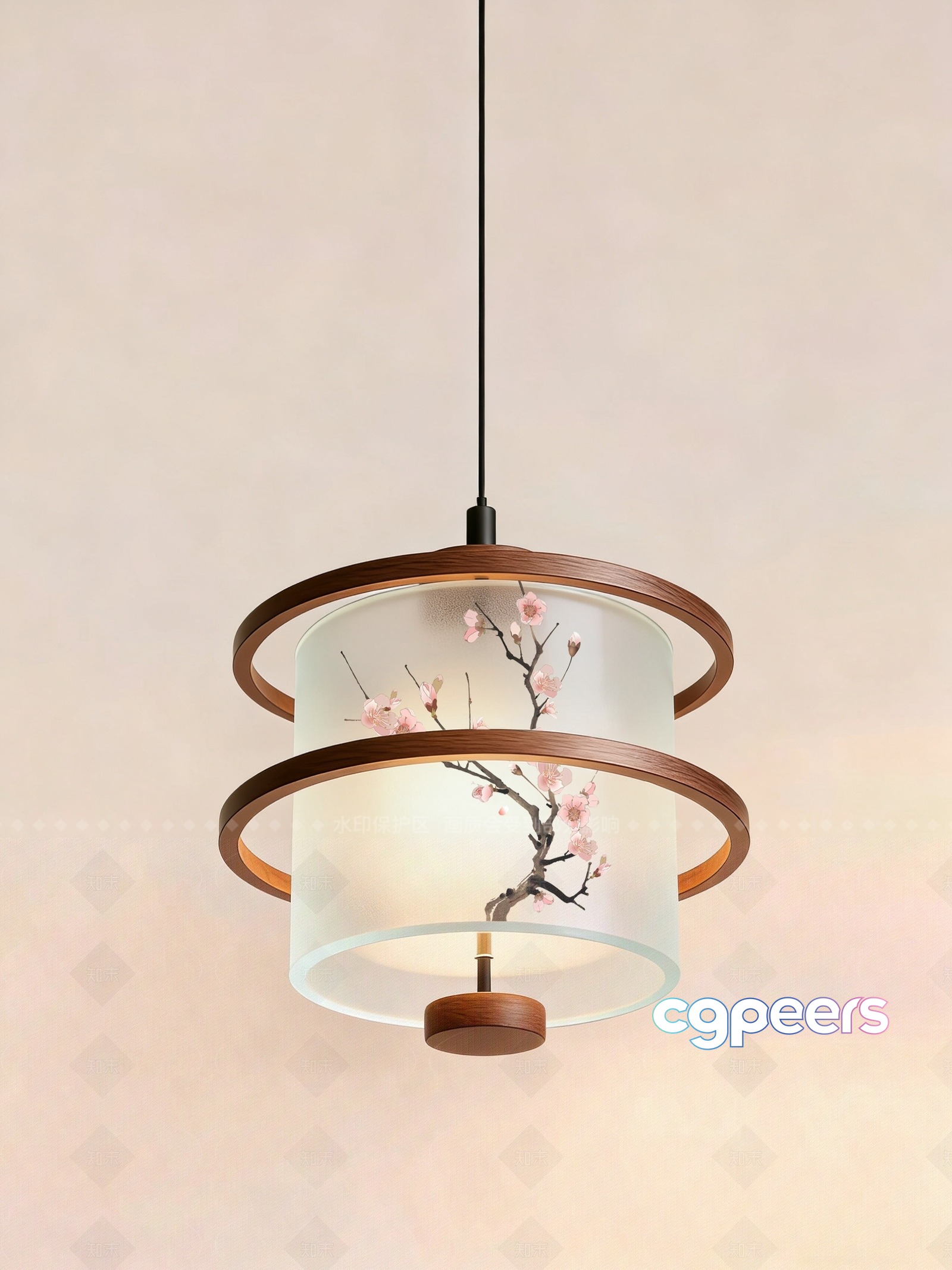 A Hanging Light Fixture With A Cherry Blossom Design 3D Model - 13097 - VRAY Render A Hanging Light Fixture With A Cherry Blossom Design 3D Model - 13097 - VRAY Render