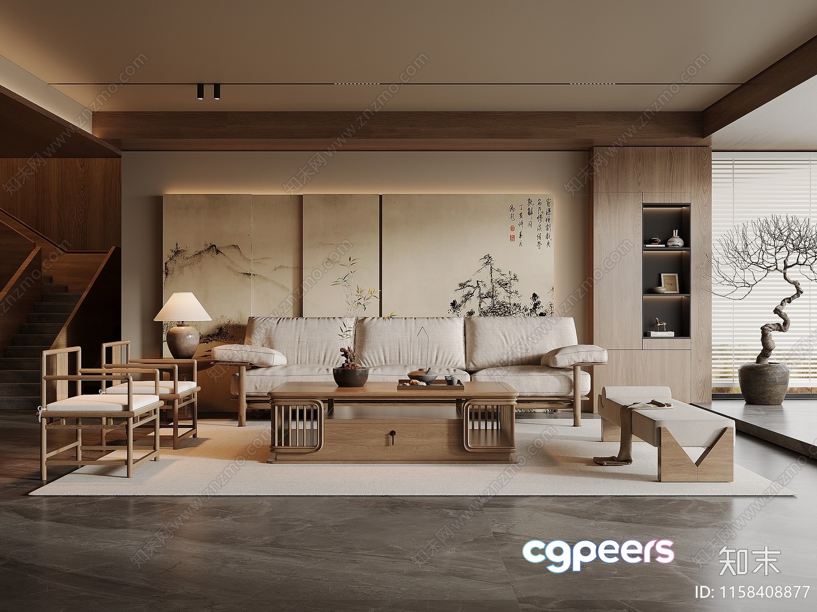 Modern Living Room 3D Model - 5457 - VRAY Render