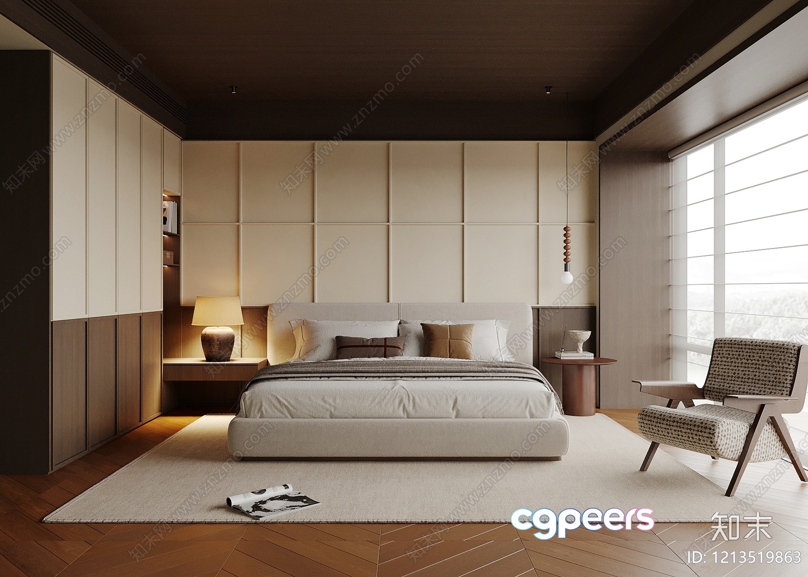 Cozy Modern Bedroom 3D Model - 5953 - VRAY Render