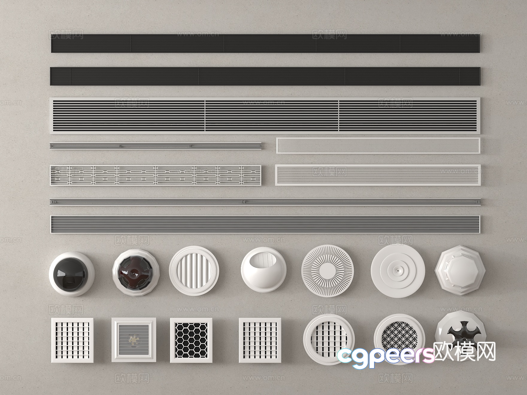 Modern Air Vents 3D Model - 16364 - VRAY Render