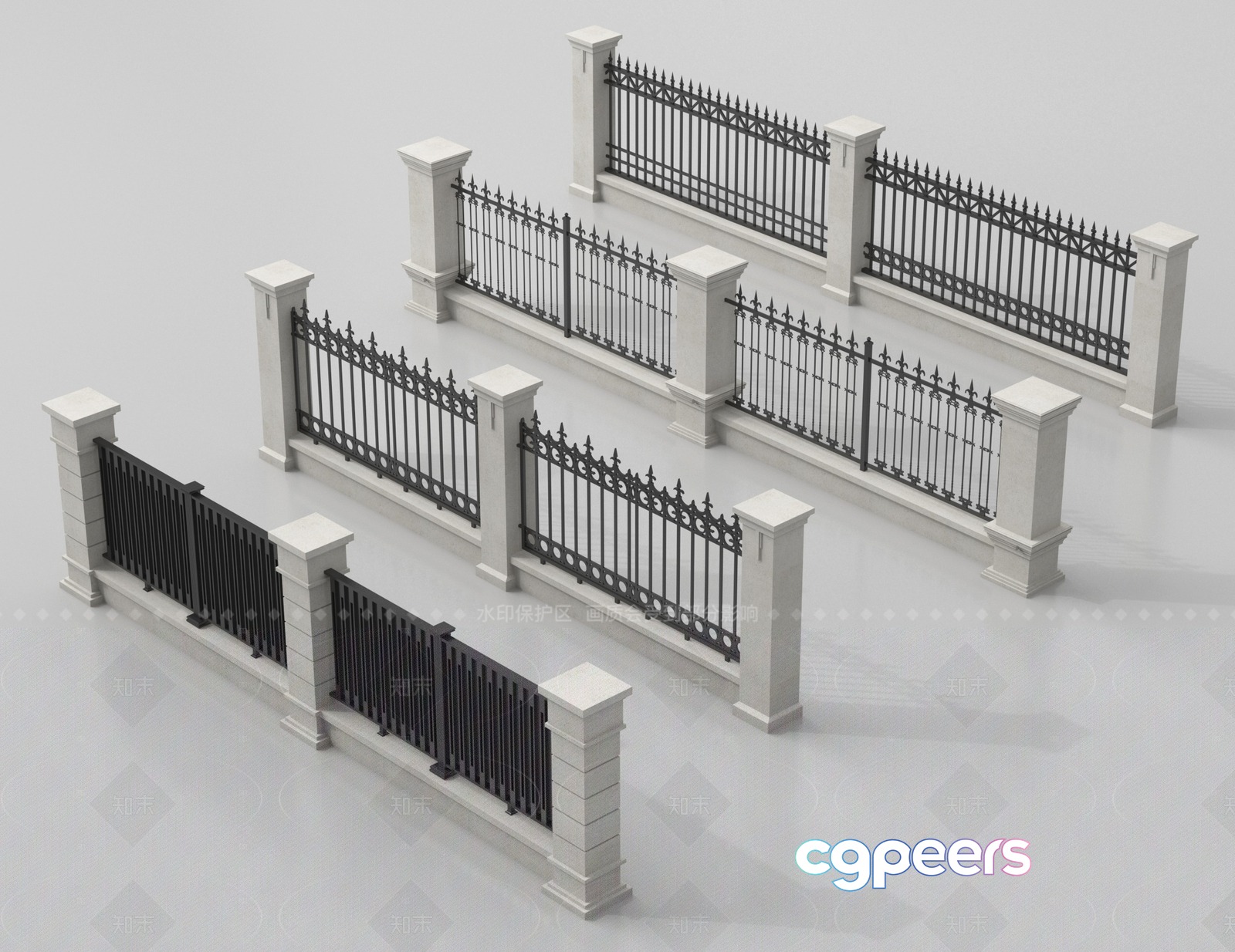 Decorative Metal Fence 3D Model - 2370 - VRAY Render Decorative Metal Fence 3D Model - 2370 - VRAY Render