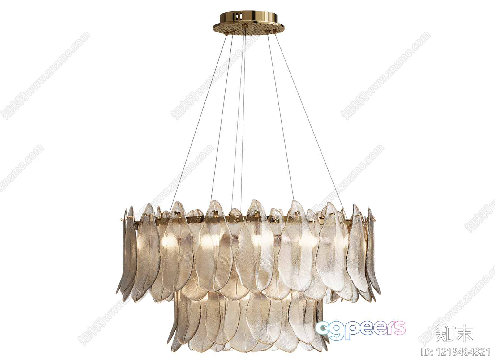 A Gold Chandelier 3D Model - 10623 - VRAY Render