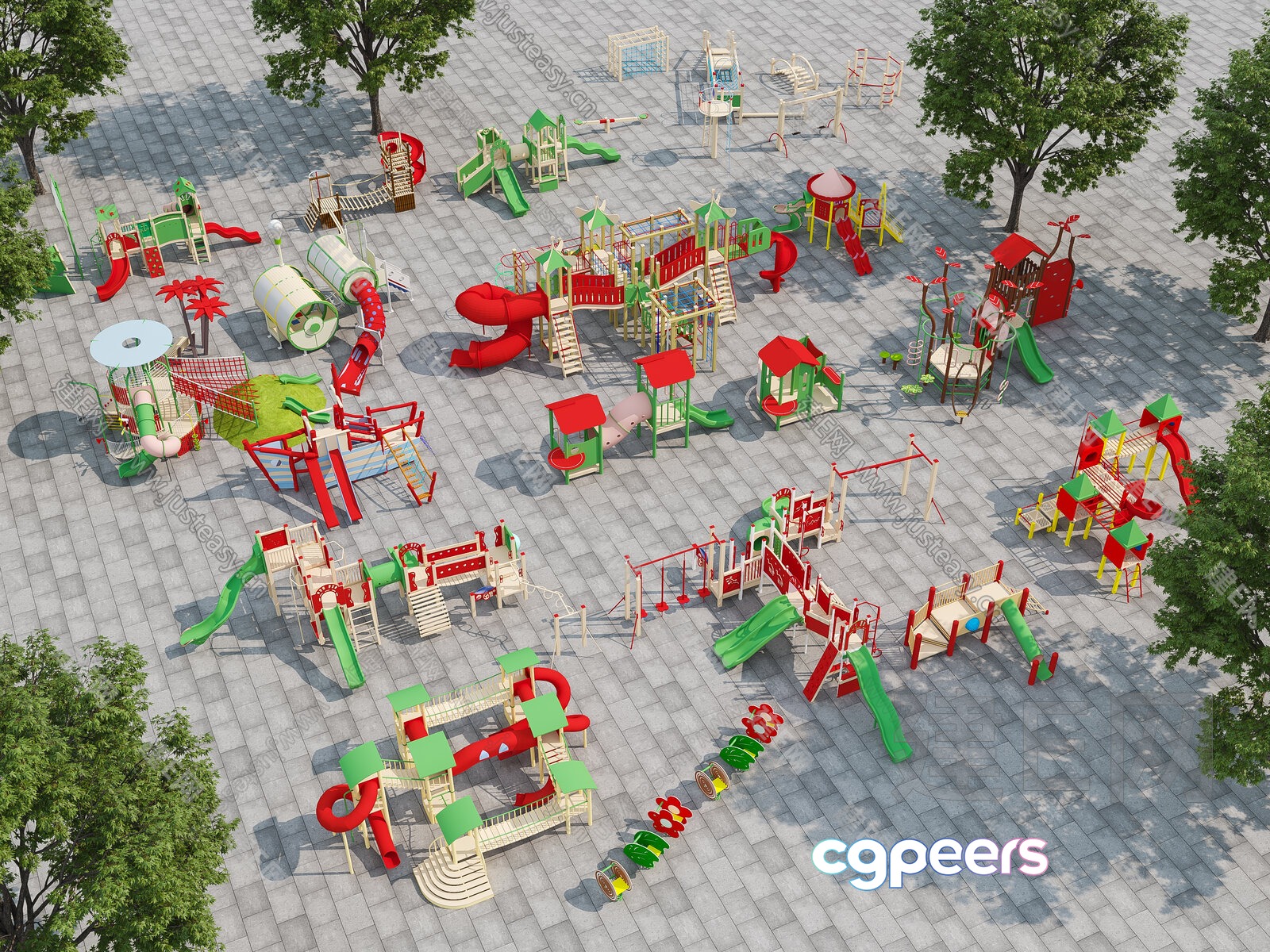 A Colorful Playground 3D Model - 12694 - VRAY Render A Colorful Playground 3D Model - 12694 - VRAY Render