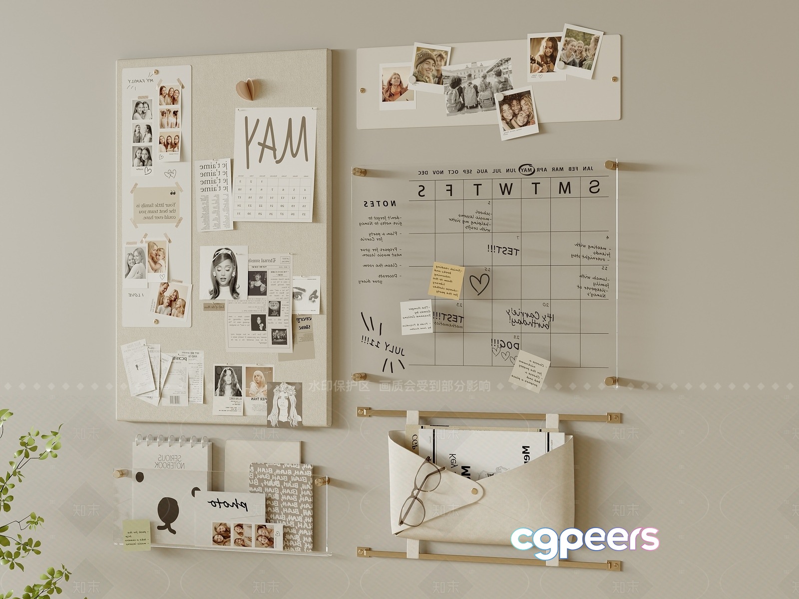 A Wall Organizer With A Calendar 3D Model - 927 - VRAY Render A Wall Organizer With A Calendar 3D Model - 927 - VRAY Render