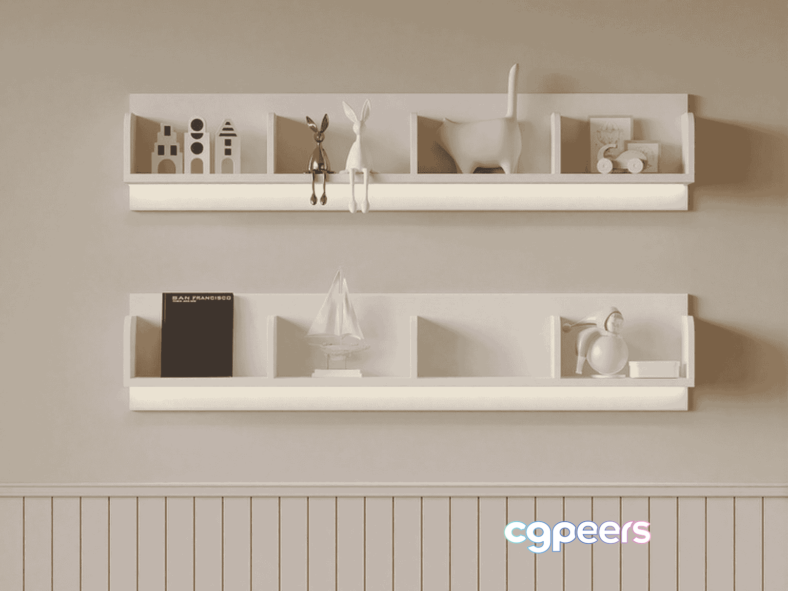White Wall Shelves 3D Model - 15953 - VRAY Render White Wall Shelves 3D Model - 15953 - VRAY Render