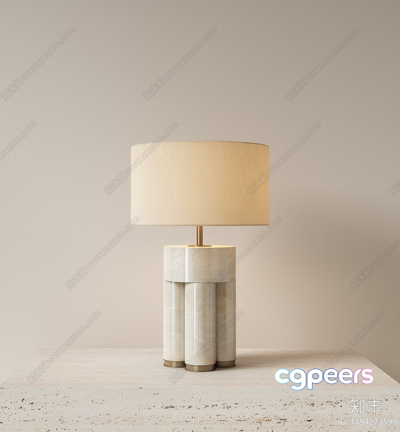A Table Lamp With A Beige Shade 3D Model - 2581 - VRAY Render A Table Lamp With A Beige Shade 3D Model - 2581 - VRAY Render