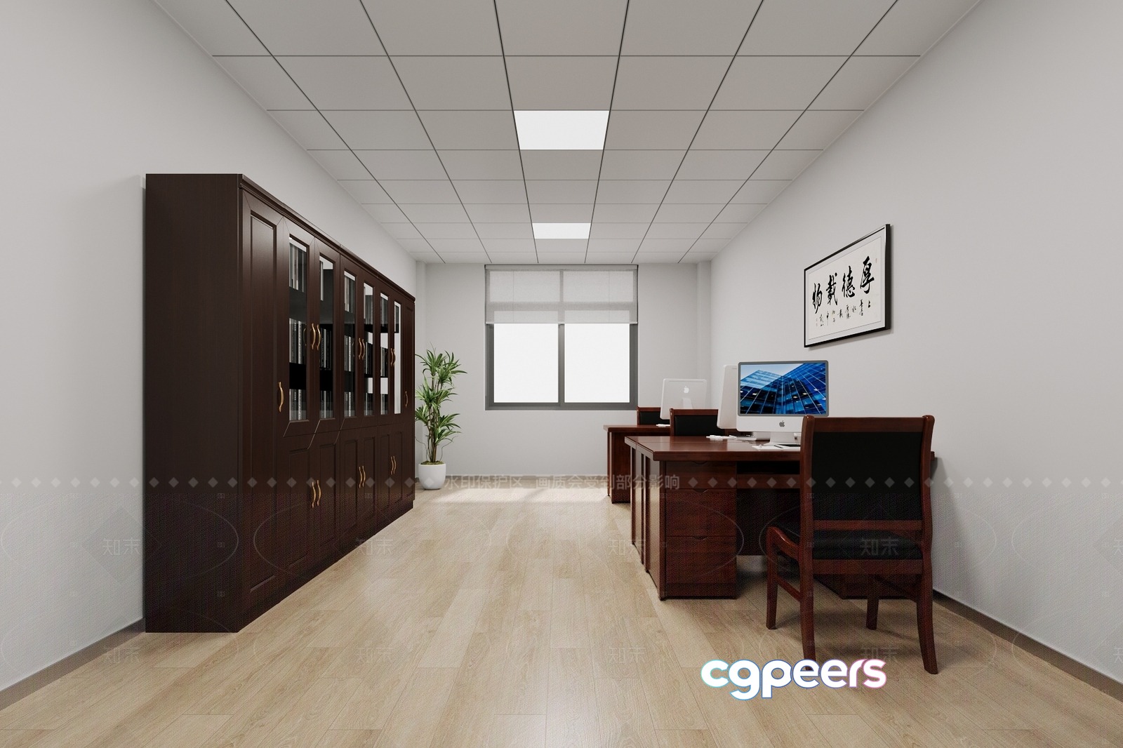 A Wooden Desk 3D Model - 4974 - VRAY Render