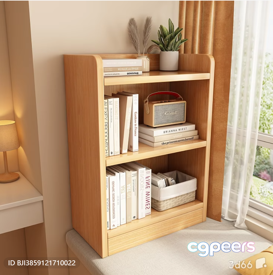 Modern Wooden Bookshelf 3D Model - 23242 - VRAY Render Modern Wooden Bookshelf 3D Model - 23242 - VRAY Render