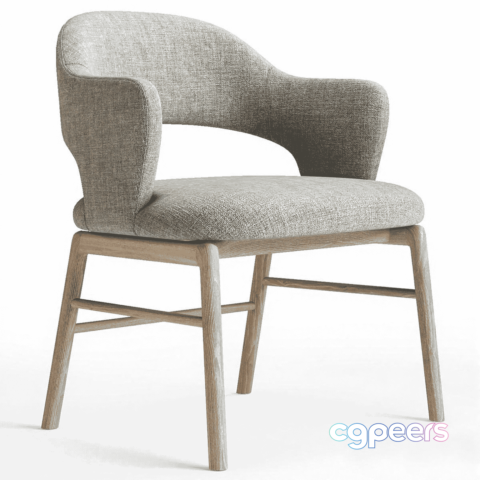 A Wooden Chair With A Light Gray Cushion 3D Model - 14147 - VRAY Render