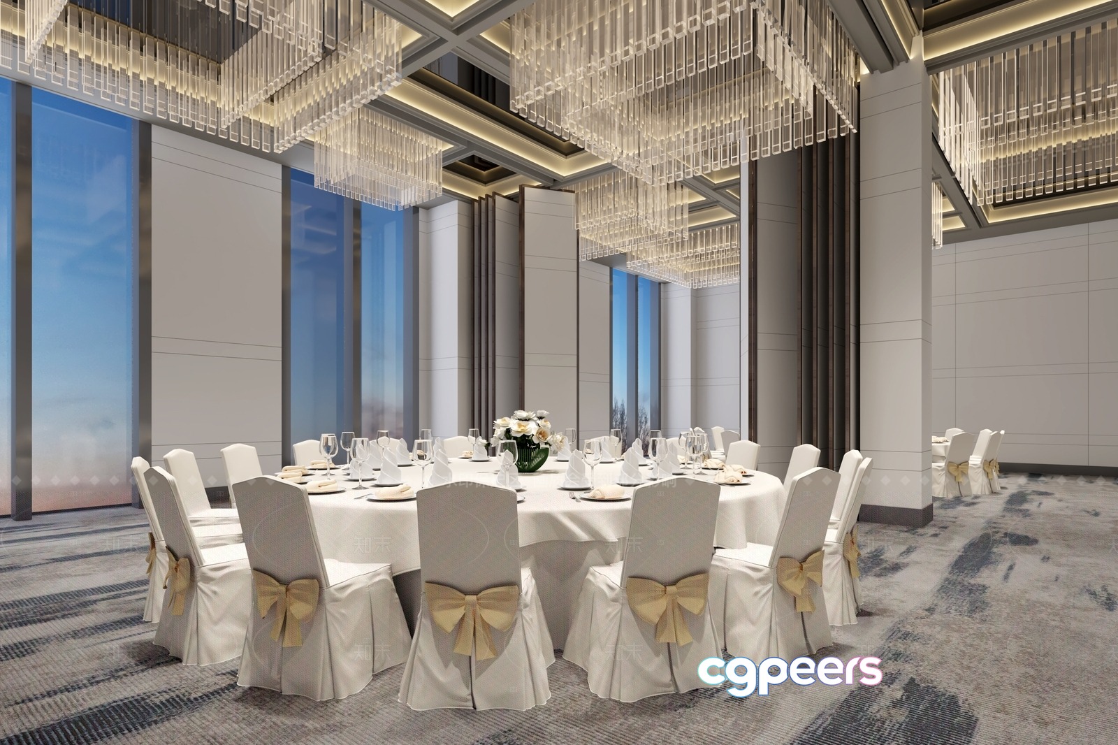 White Wedding Chairs 3D Model - 9255 - VRAY Render