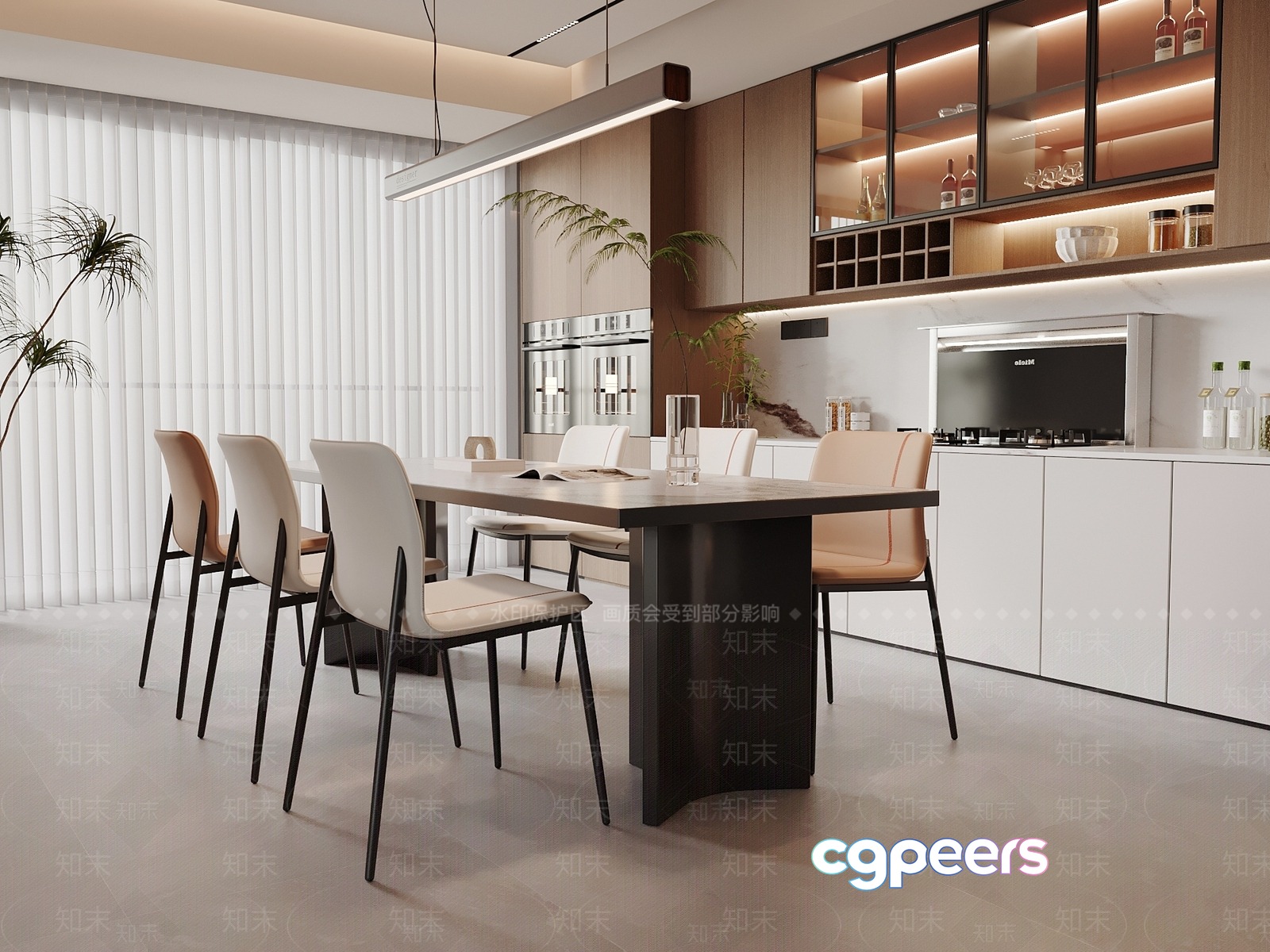 Modern Dining Room 3D Model - 3544 - VRAY Render Modern Dining Room 3D Model - 3544 - VRAY Render