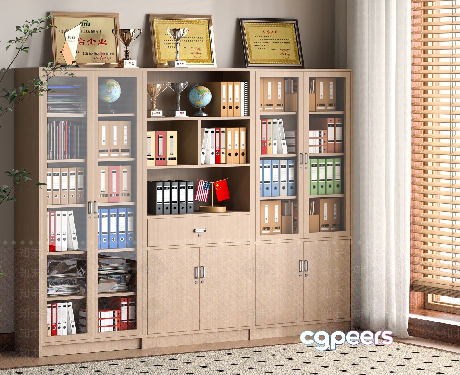 Light Wood Bookcase 3D Model - 8178 - VRAY Render Light Wood Bookcase 3D Model - 8178 - VRAY Render