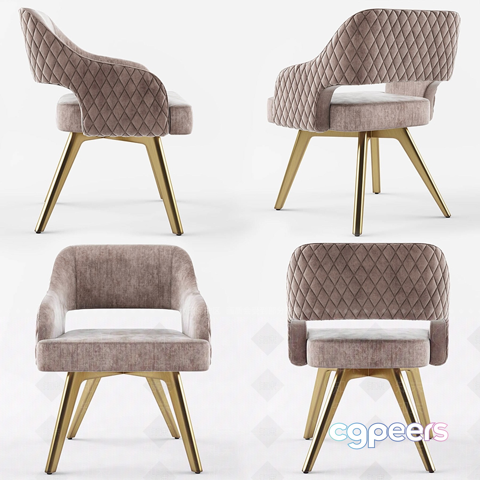 Modern Velvet Chair 3D Model - 14091 - VRAY Render