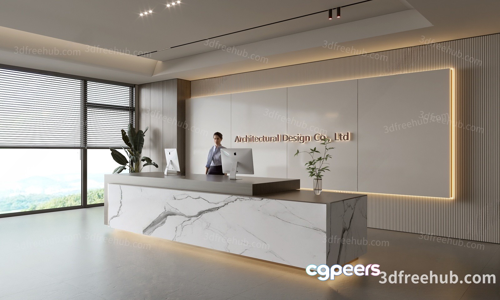 Modern Office Reception Desk 3D Model - 23556 - VRAY Render