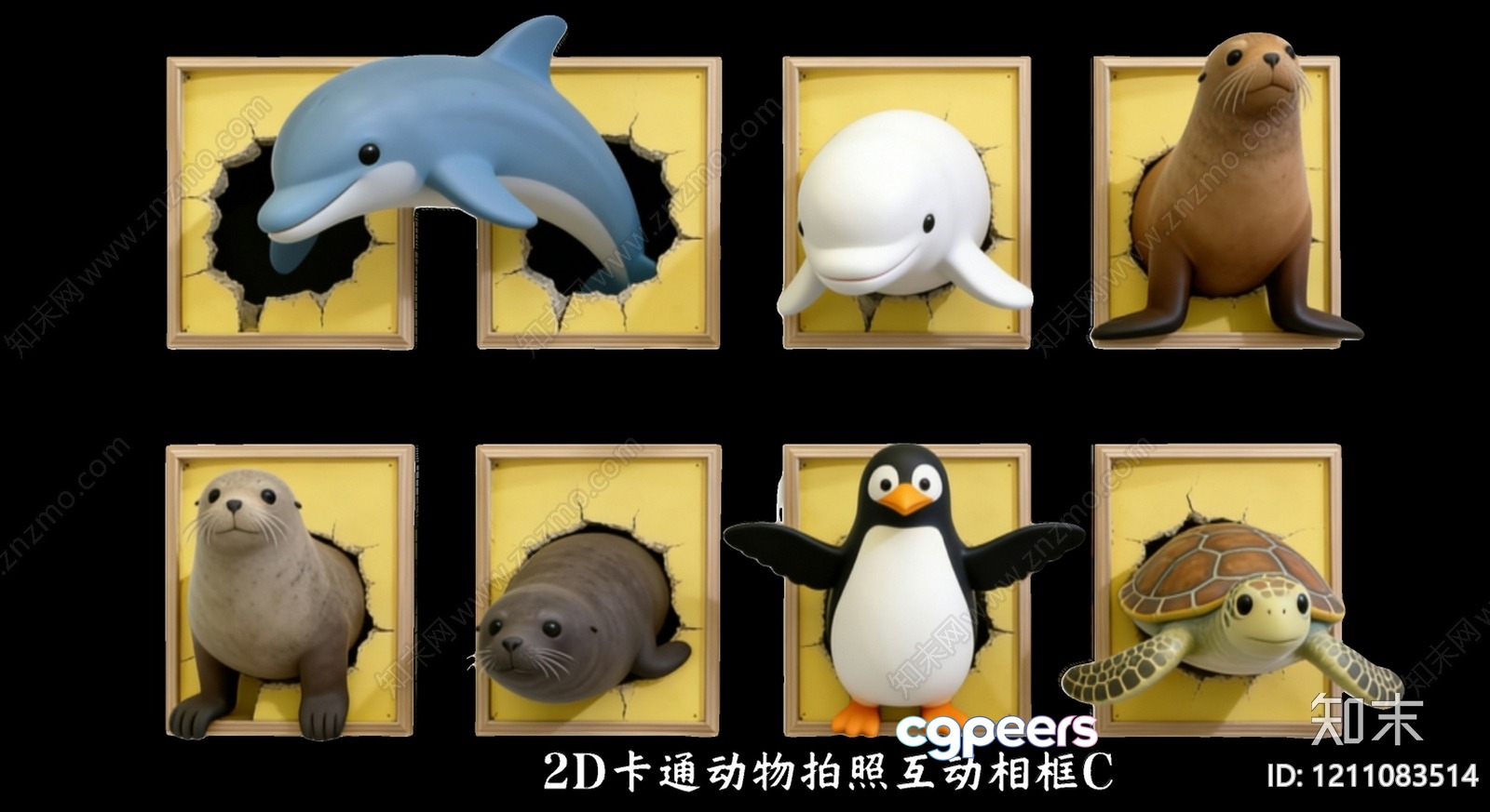 The Main Subject Is A Collection Of Cartoon Sea Creatures 3D Model - 20760 - VRAY Render