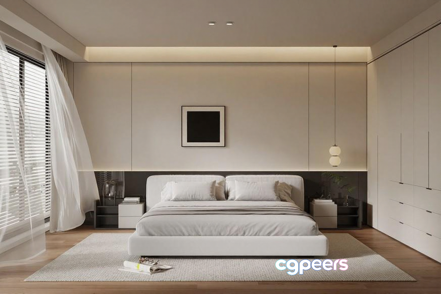 Modern White Bedroom 3D Model - 22112 - VRAY Render