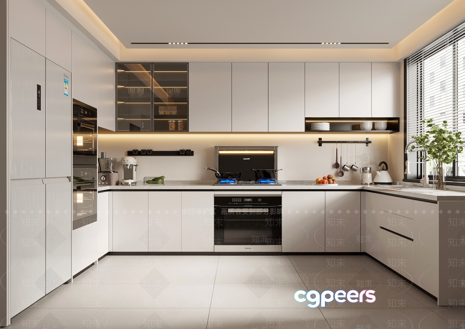 Modern Kitchen Design 3D Model - 9029 - VRAY Render
