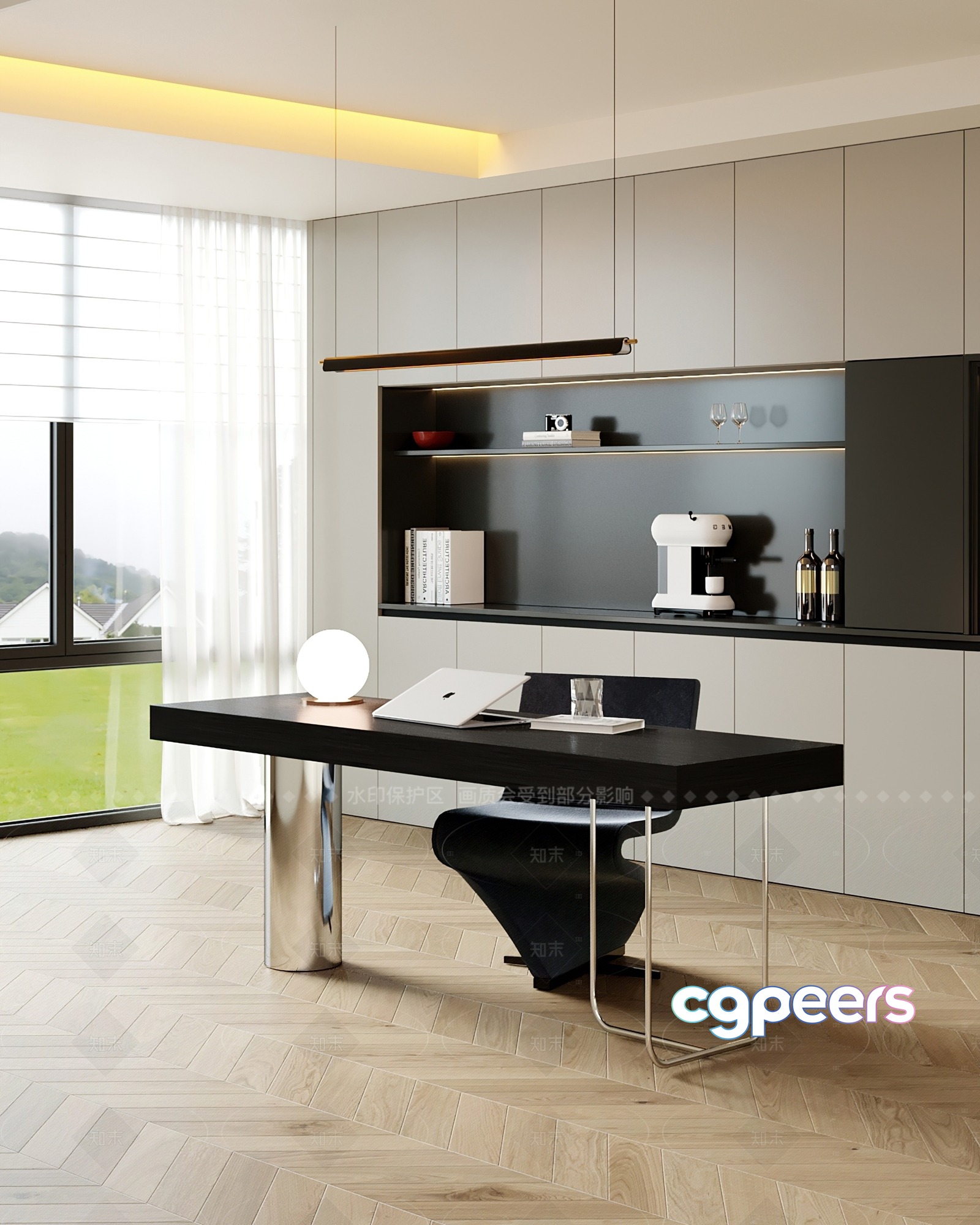 Modern Minimalist Office Space 3D Model - 11250 - VRAY Render