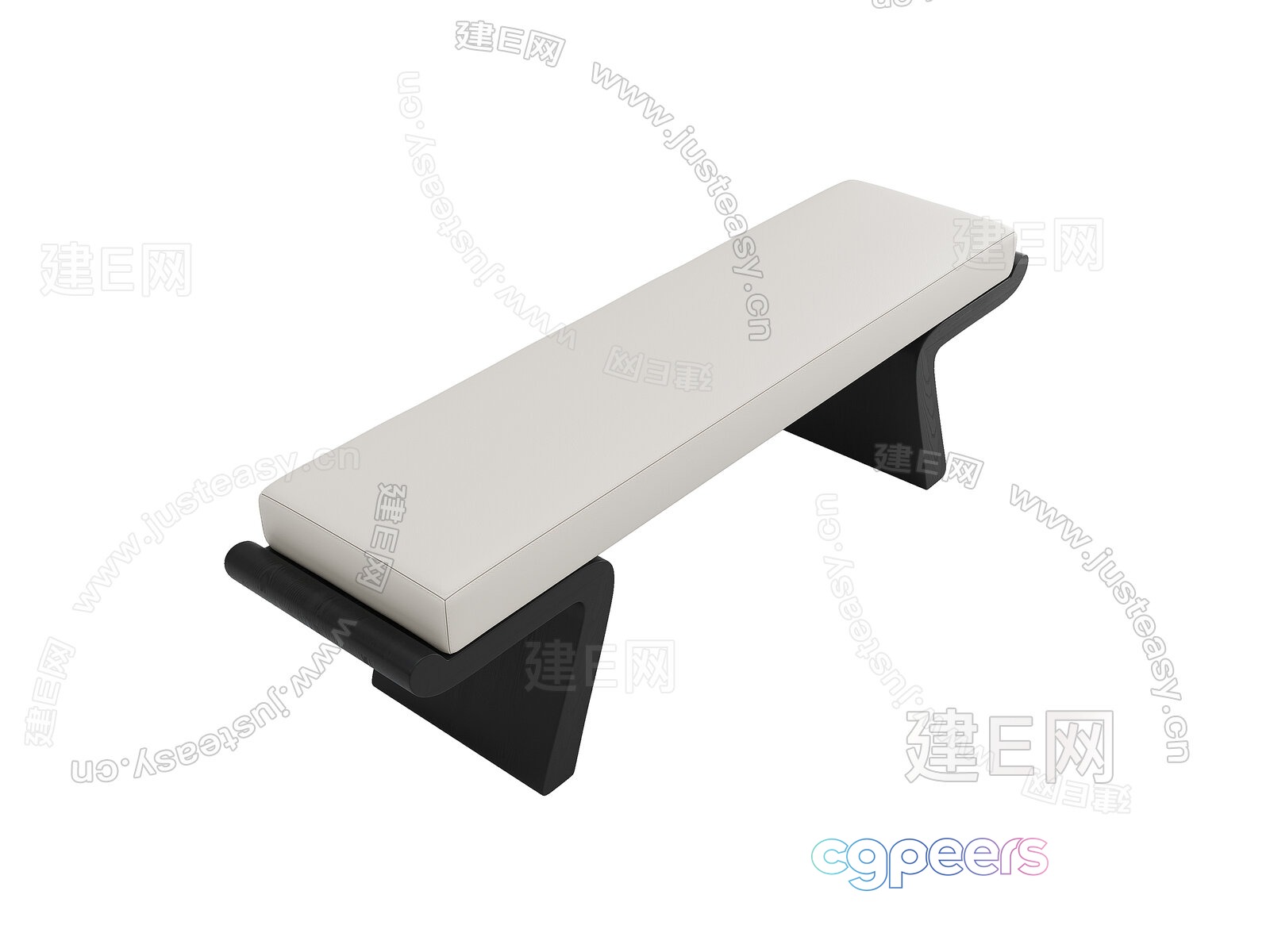 A White And Black Bench 3D Model - 9342 - VRAY Render